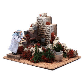 Man with buckets 12 cm with movement for nativity scene