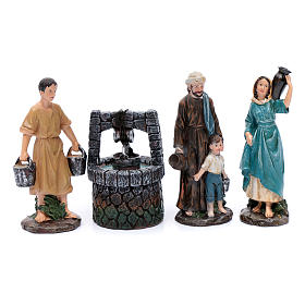 Pastori al pozzo in resina per presepe di 20 cm set 4 pz