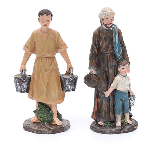 Nativity scene statues shepherds at the well in resin 20 cm 4 pieces 2