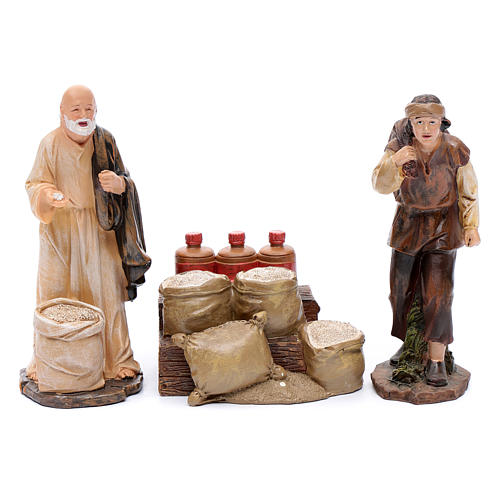 Nativity scene statues flour sellers with counter 20 cm 3 pieces set 1