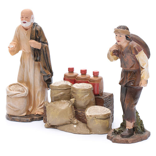 Nativity scene statues flour sellers with counter 20 cm 3 pieces set 2