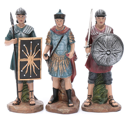 Nativity scene statues Roman soldiers in resin 20 cm 3 pieces set 1