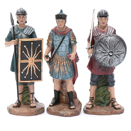 Soldats romains en résine pour crèche 20 cm set 3 pcs 1