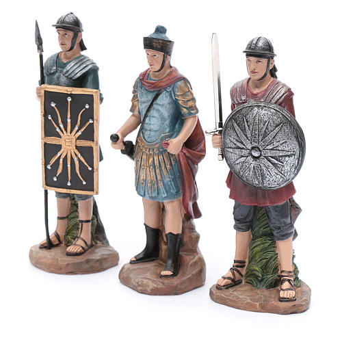 Nativity scene statues Roman soldiers in resin 20 cm 3 pieces set 2