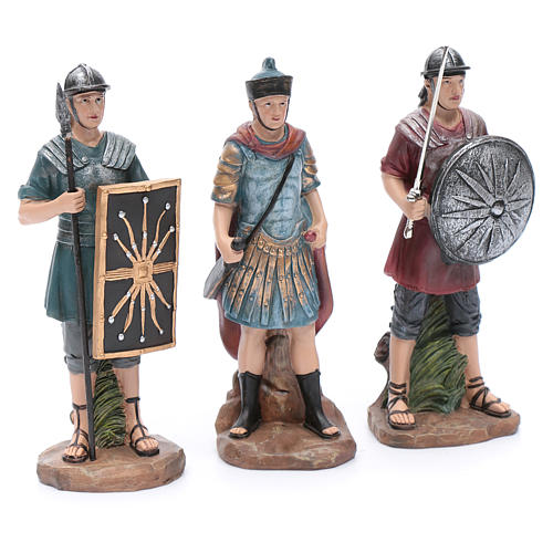 Nativity scene statues Roman soldiers in resin 20 cm 3 pieces set 3