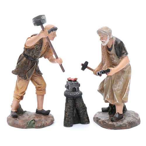 Nativity scene statues blacksmiths with forge 20 cm 3 pieces set 1