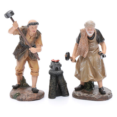 Nativity scene statues blacksmiths with forge 20 cm 3 pieces set 2