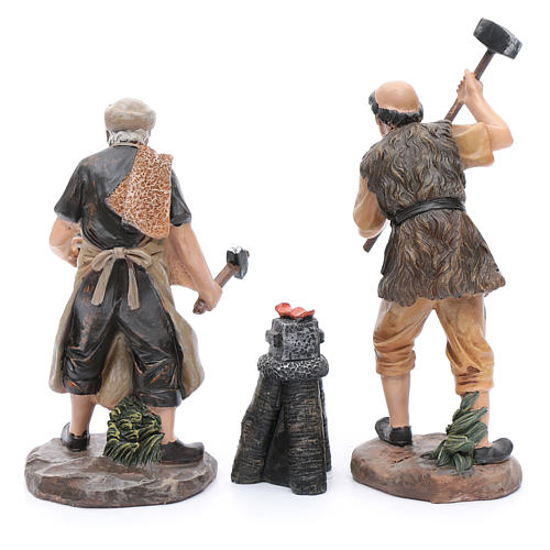 Nativity scene statues blacksmiths with forge 20 cm 3 pieces set 3