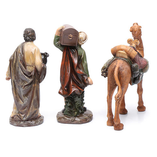 Nativity scene shepherds and camel in resin 20 cm 3 pieces set 4