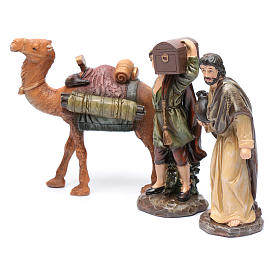 Pastori e cammello resina set 3 pz per presepe 20 cm