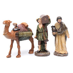 Pastores e camelo resina conjunto 3 peças para presépio 20 cm