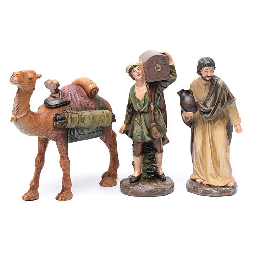 Nativity scene shepherds and camel in resin 20 cm 3 pieces set 1