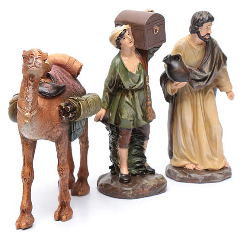 Nativity scene shepherds and camel in resin 20 cm 3 pieces set 3
