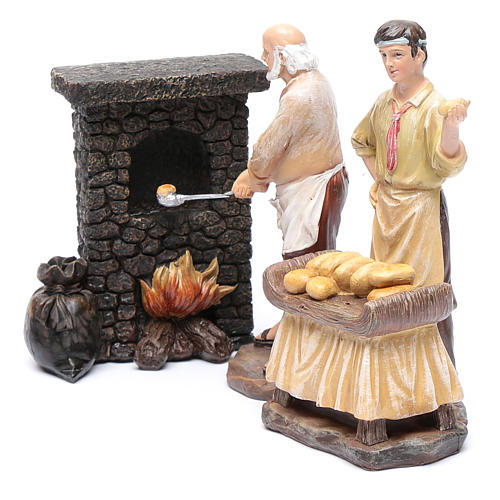 Nativity scene bakers and oven 20 cm 3 pieces set 2