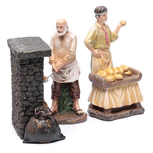 Nativity scene bakers and oven 20 cm 3 pieces set 3