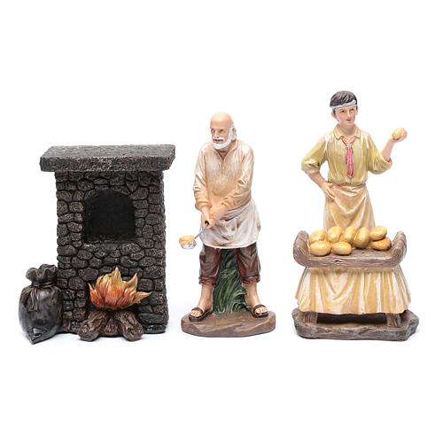 Nativity scene bakers and oven 20 cm 3 pieces set 5