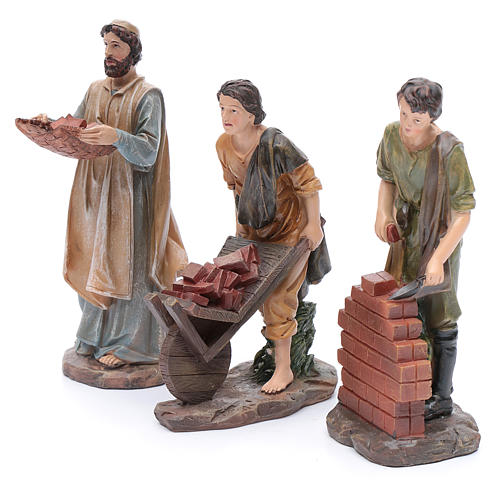 Nativity scene statues resin builders 20 cm 3 pieces set 2