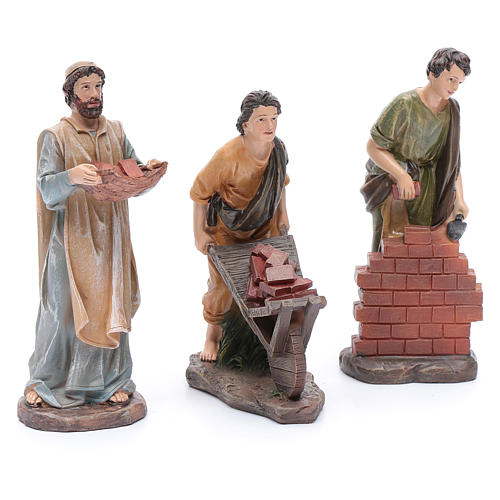Nativity scene statues resin builders 20 cm 3 pieces set 3