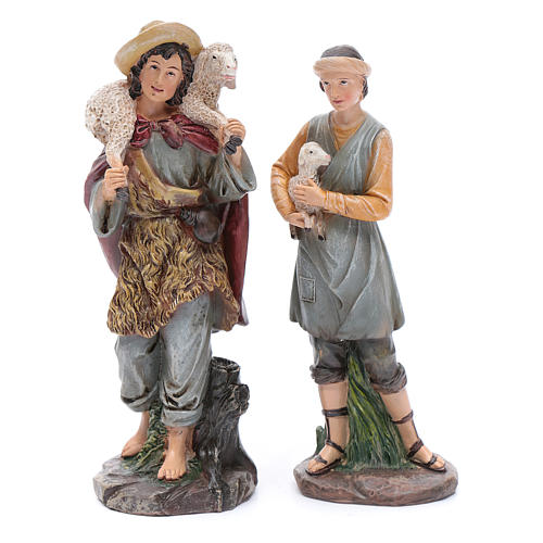 Nativity scene statues shepherds with sheep for 20 cm nativity scene in resin 10 cm 7 pieces 3