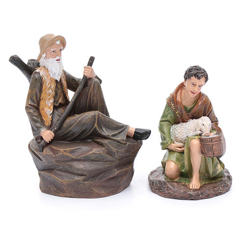 Nativity scene statues shepherds with sheep for 20 cm nativity scene in resin 10 cm 7 pieces 2