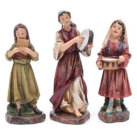 Suonatrici di strada per presepe da 20 cm resina (3 pz.)