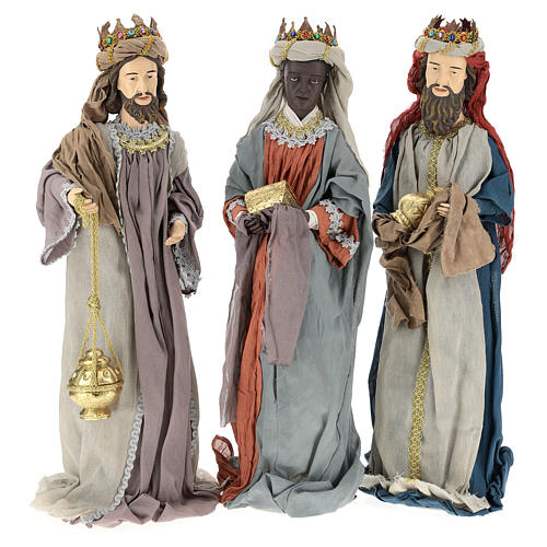 Nativity scene statues Three Wise Men 85 cm in resin and gauze country style 1