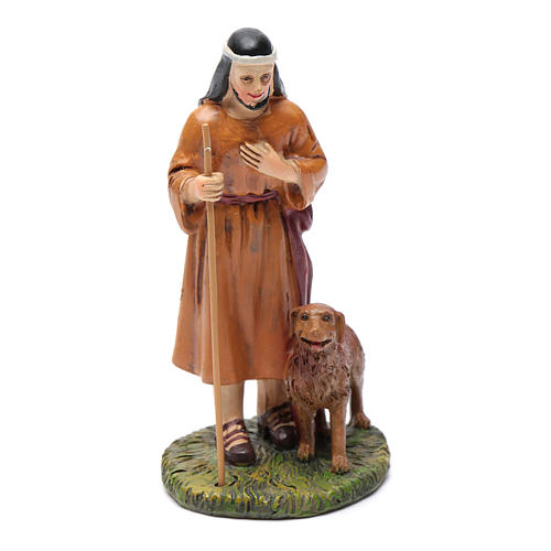 Pastor com cão resina presépio 12 cm Linha Martino Landi 1