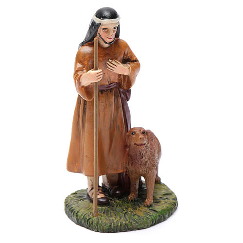 Nativity scene statue resin shepherd and dog 10 cm Martino Landi brand 1