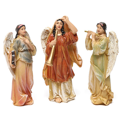 Angels with Instruments in Resin 3pcs for Nativity of 13 cm 1