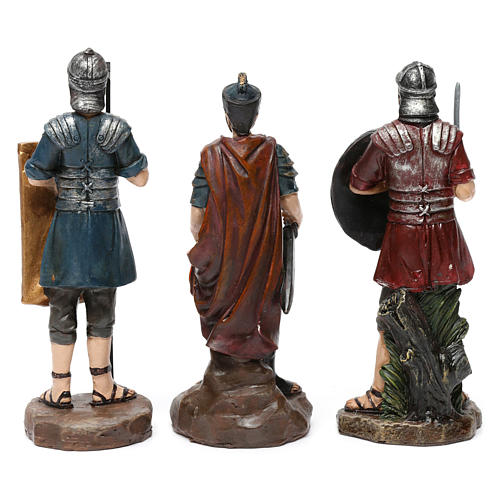 Soldados romanos de resina 3 piezas para belén de 13 cm de altura media 3