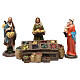 Fruiterers in resin with fruit stand (3 pieces) for Nativity Scene 13 cm s1