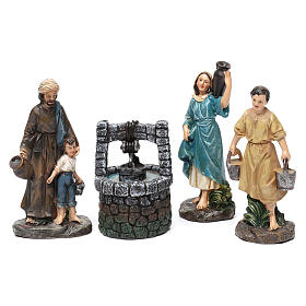 Pastori con pozzo in resina 3 pz per presepe da 13 cm