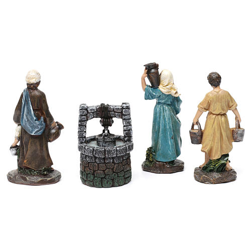 Pastori con pozzo in resina 3 pz per presepe da 13 cm 3