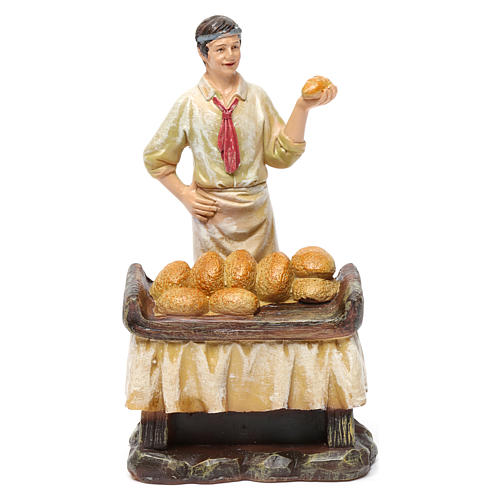 Estatuas panaderos 2 piezas con horno de resina para belén de 13 cm de altura media 2