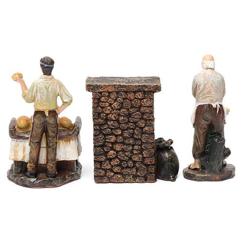 Estatuas panaderos 2 piezas con horno de resina para belén de 13 cm de altura media 3