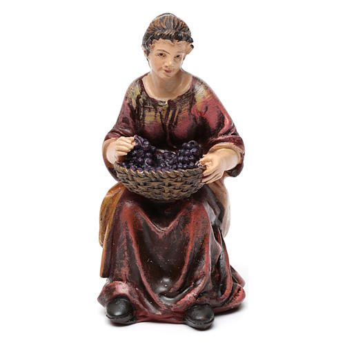 Statue venditori di vino con asino e carretto, resina per presepe 13 cm 2