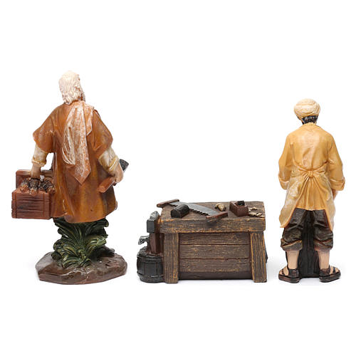 Woodworkers in resin with stand (2 pieces) for Nativity Scene 13 cm 3