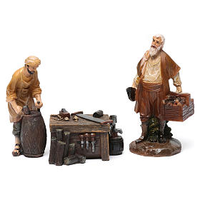 Falegname 2 pz con banco resina per presepe 13 cm