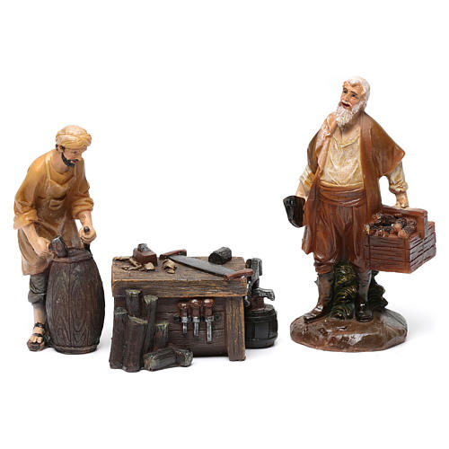 Carpenters 2 pcs with work bench resin for nativity 13 cm 1