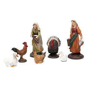Pastorelle 2 pz con animali resina per presepe 13 cm