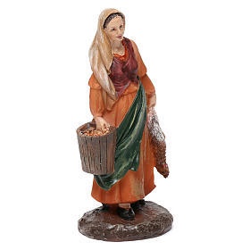 Pastorelle 2 pz con animali resina per presepe 13 cm