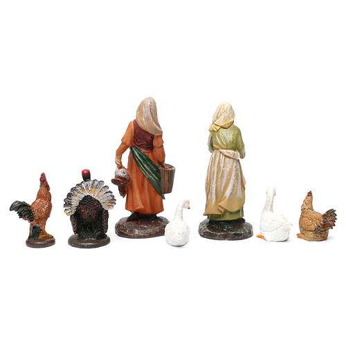 Pastorelle 2 pz con animali resina per presepe 13 cm 3