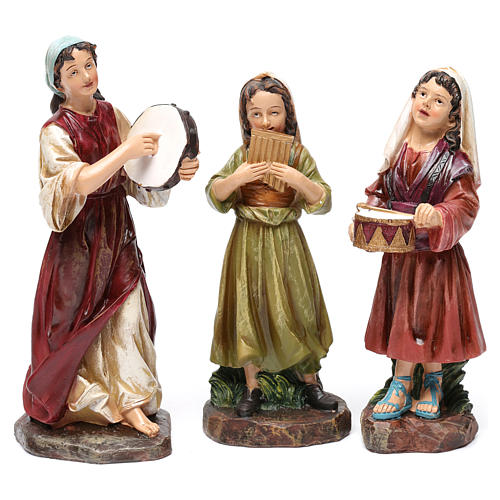 Figurki muzyków 3 szt żywica do szopki 20 cm 1