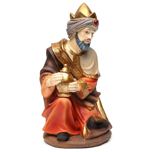 Heiliger König kniend geeignet für 55 cm Krippe aus Kunstharz gefertigt 1
