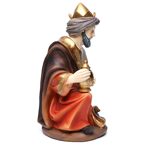 Heiliger König kniend geeignet für 55 cm Krippe aus Kunstharz gefertigt 4