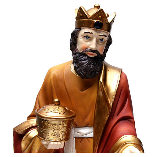 Heiliger König mit Gabe geeignet für 55 cm Krippe aus Kunstharz gefertigt 2