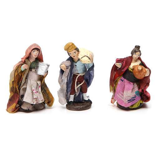 Pastori in terracotta per presepe napoletano di 4 cm set 6 pz 2