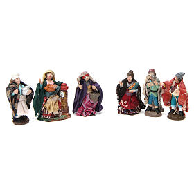 Set pastores 6 piezas de terracota coloreada para belén napolitano de 4 cm de altura media