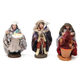 Set 6 santons pour crèche napolitaine 4 cm en terre cuite