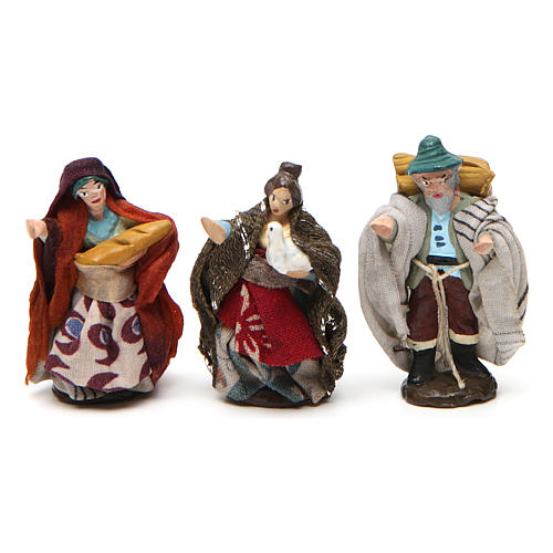 Set of Neapolitan Nativity Scene figurines in painted terracotta 4 cm 3